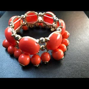 Orange and Gold Beaded Bracelet